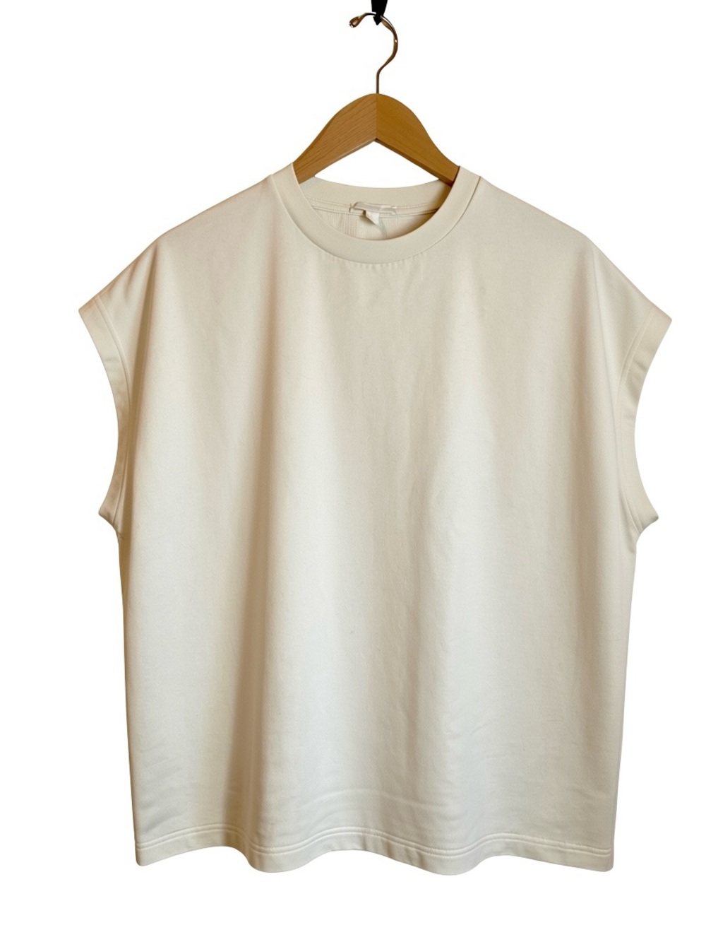 COS Cream French Terry Cotton Sleeveless Top Made in Portugal Medium